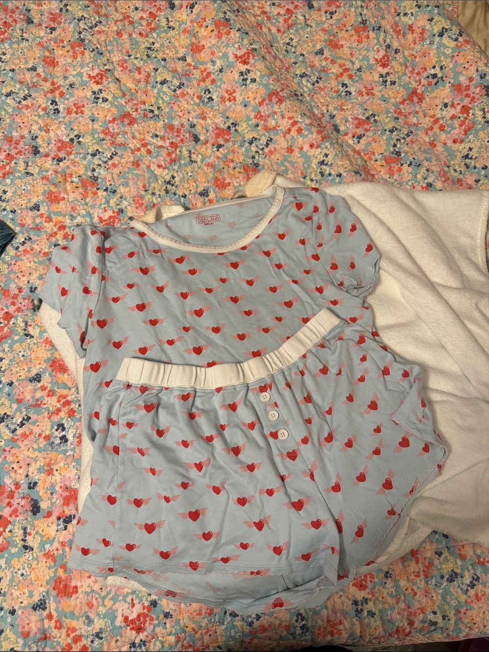 Carter's Light Blue Girls Heart-Print Pajama Set